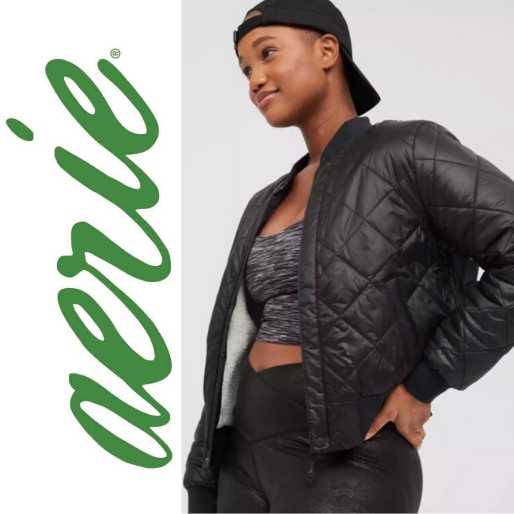 aerie OFFLINE By Sherpa Lined Puffer Bomber Jacket Size Small